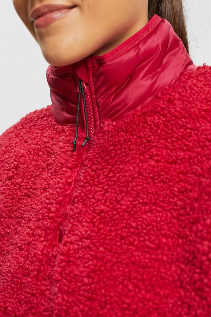 Sweatshirt i teddyfleece med dragkedja vid halsen, CHERRY RED, detail image number 2
