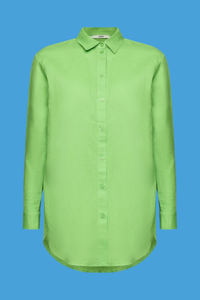 Skjorta i mix av linne och bomull, GREEN, detail image number 6