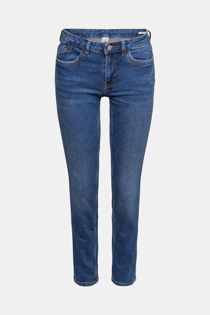 Stretchjeans med smal passform, BLUE DARK WASHED, overview