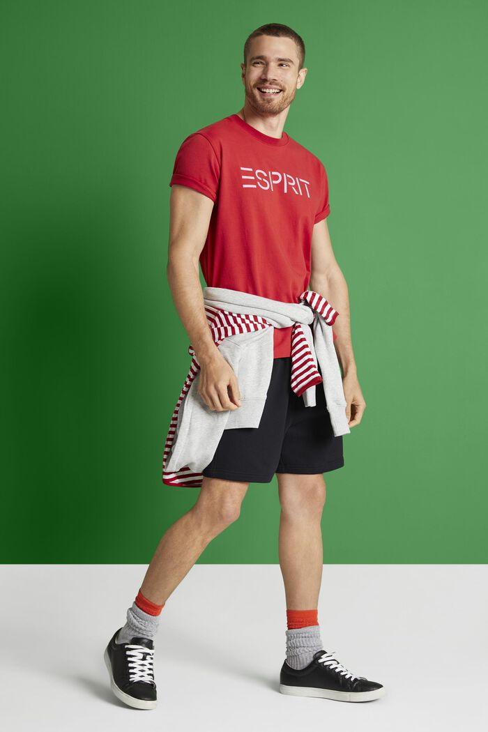 T-shirt i bomullsjersey med logo, unisexmodell, RED, detail image number 1