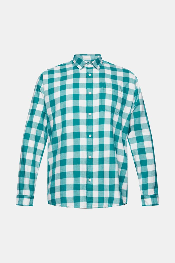 Vichyrutig flanellskjorta i hållbar bomull, EMERALD GREEN, detail image number 5