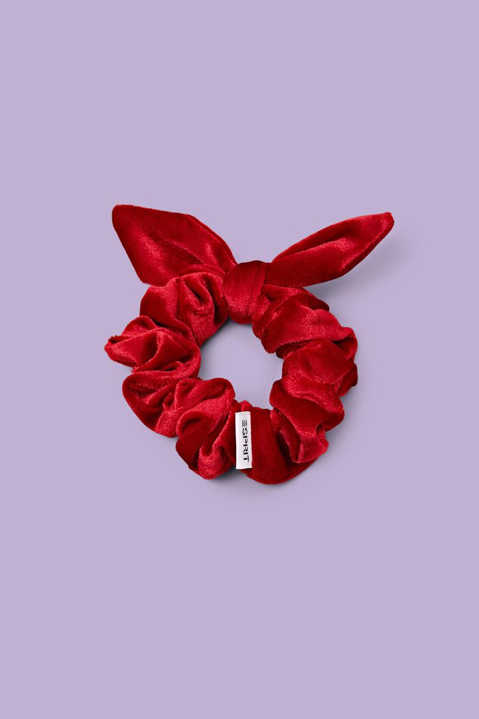 Scrunchie i sammet med rosett, DARK RED, detail image number 0