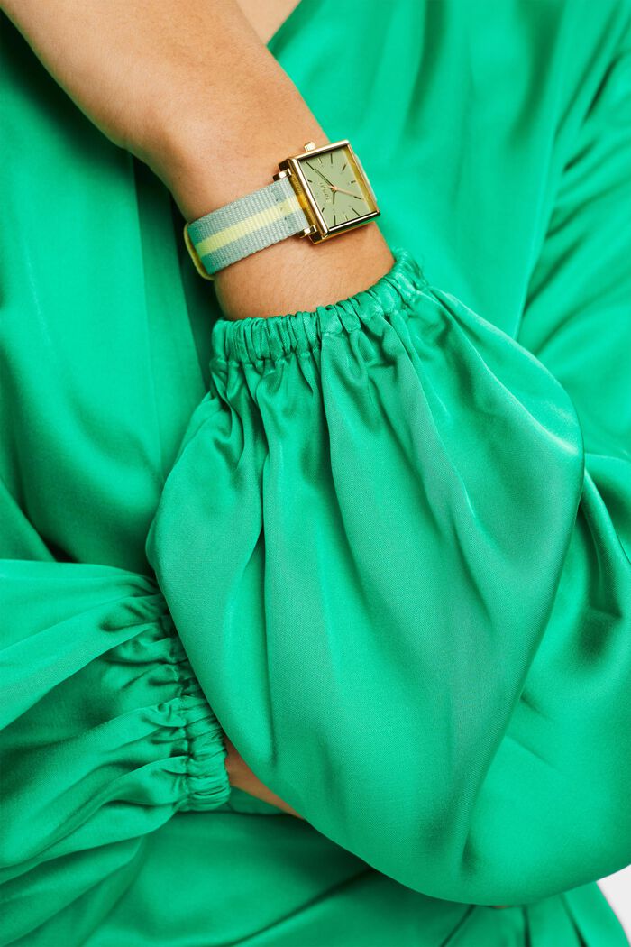Klocka med vävt armband, rostfritt stål, GREEN, detail image number 2