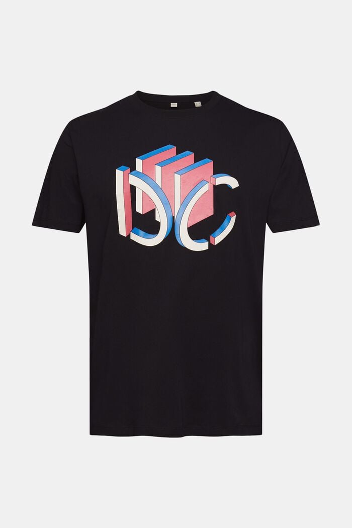 T-shirt i jersey med grafiskt 3D-logotryck, BLACK, overview