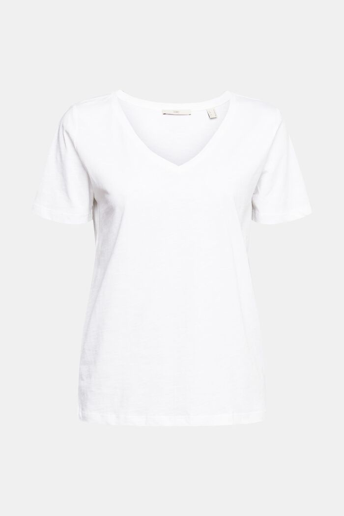 T-shirt med V-ringning, WHITE, detail image number 2