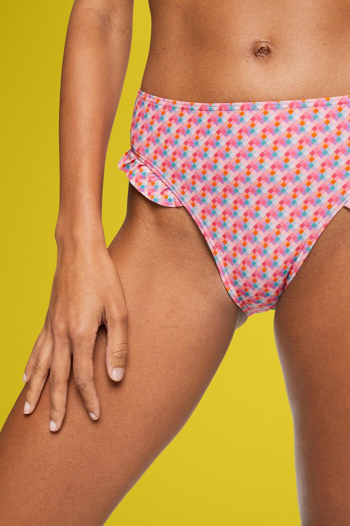 Flerfärgad bikinitrosa med rynkade detaljer, PINK FUCHSIA, detail image number 1