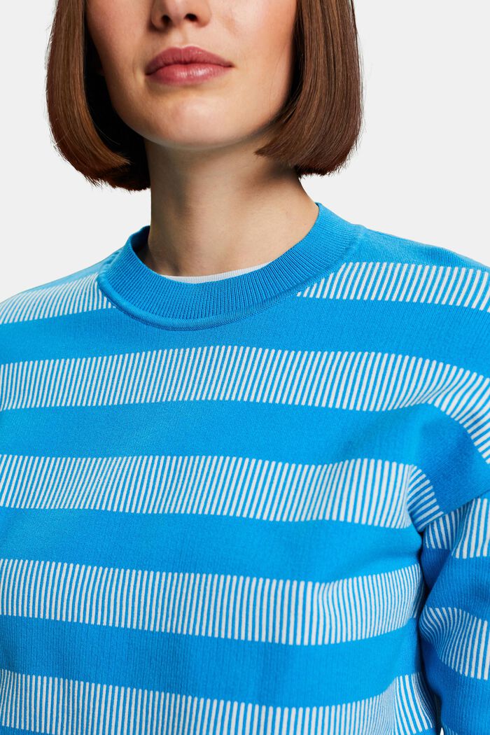 Rundringad tröja med jacquardränder, BLUE, detail image number 3
