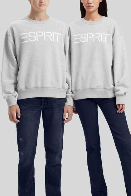 Sweatshirt med logotryck i unisexmodell, LIGHT GREY, overview