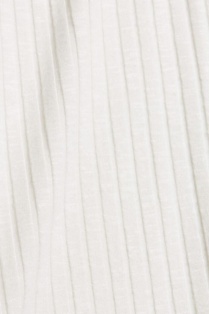 Ribbad topp med ståkrage och knappslå, OFF WHITE, detail image number 4