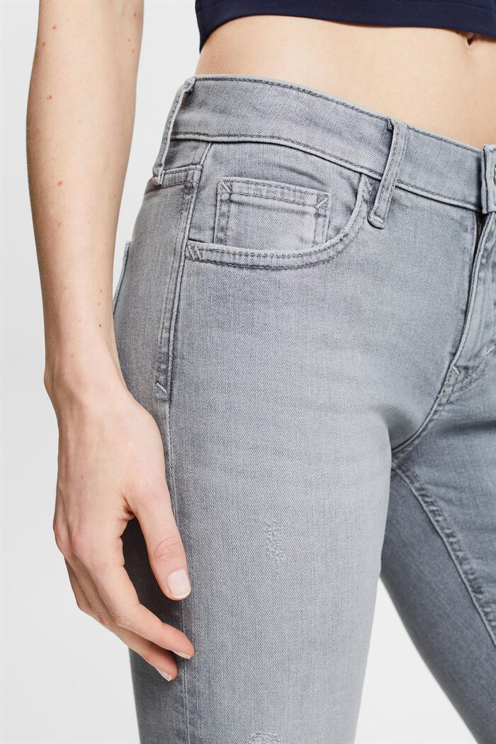 Smala jeans med medelhög midja, GREY LIGHT WASHED, detail image number 4