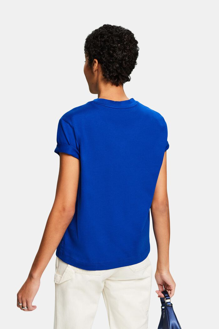 T-shirt i pimabomull med rund ringning, BRIGHT BLUE, detail image number 2