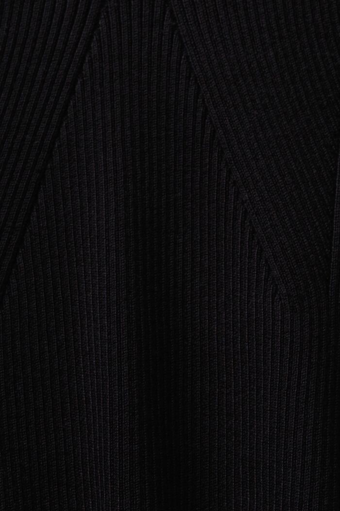 Ribbstickad V-ringad tröja, BLACK, detail image number 6