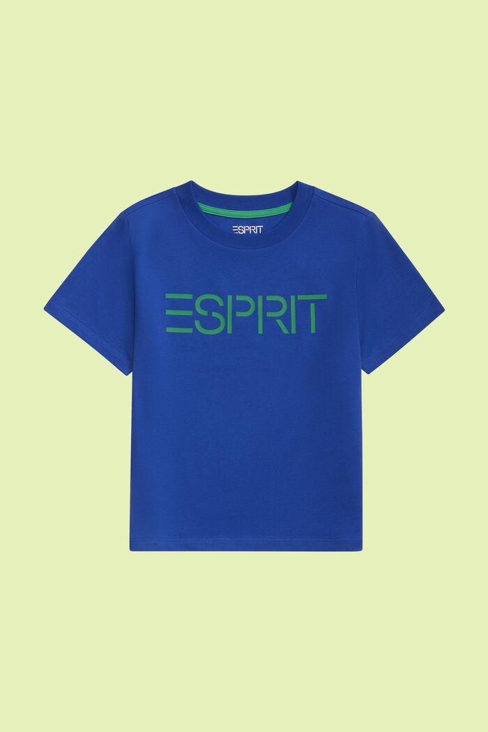 T-shirt med logo i ekologisk bomull, BRIGHT BLUE, detail image number 0