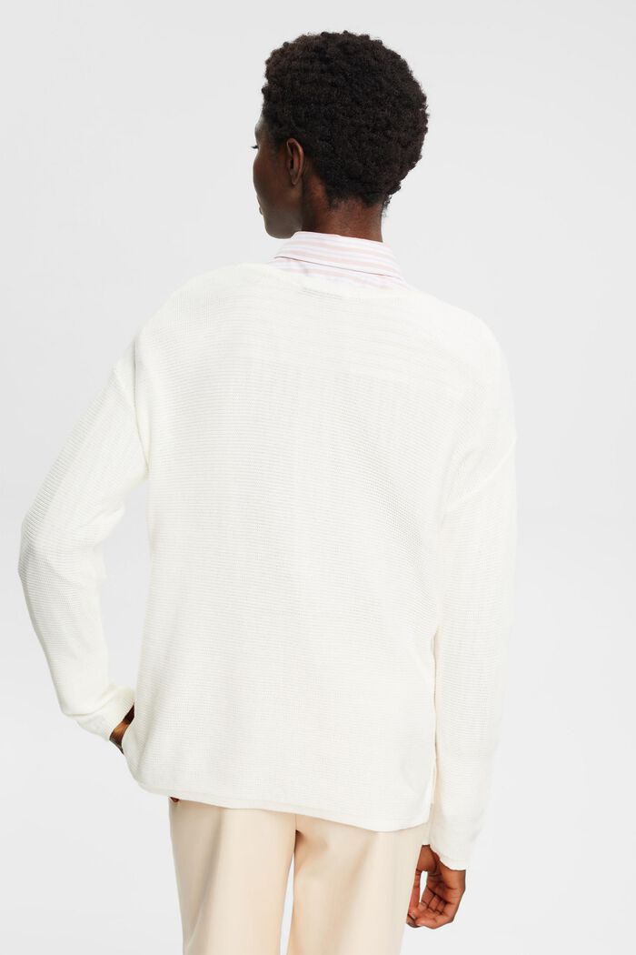 Strukturerad V-ringad tröja, OFF WHITE, detail image number 3