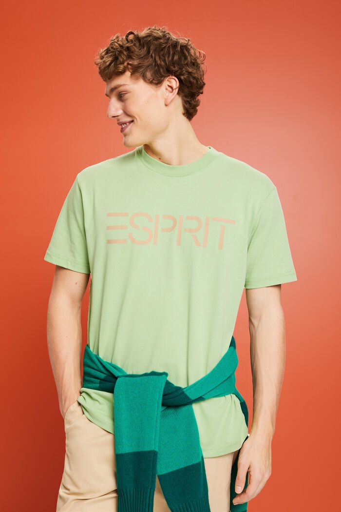 T-shirt i bomullsjersey med logo, unisexmodell, LIGHT GREEN, detail image number 0