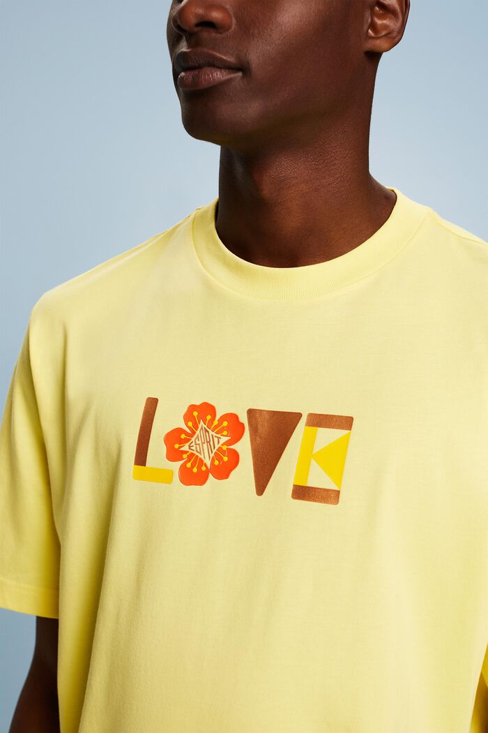 T-shirt i pimabomull med tryck, unisexmodell, PASTEL YELLOW, detail image number 3