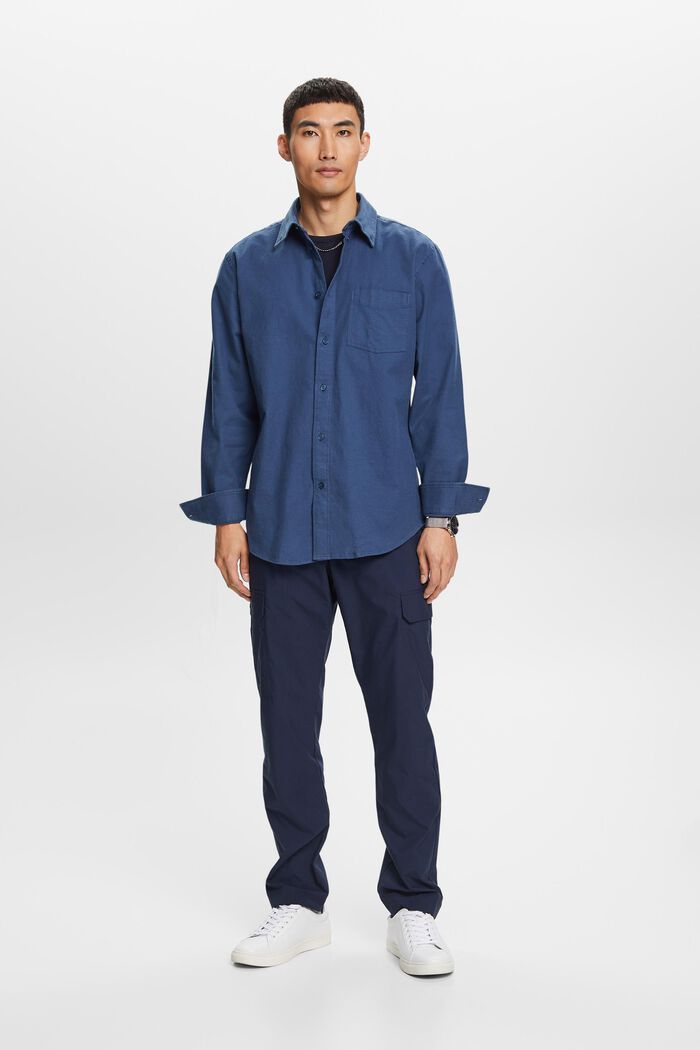 Skjorta i twill med normal passform, GREY BLUE, detail image number 0