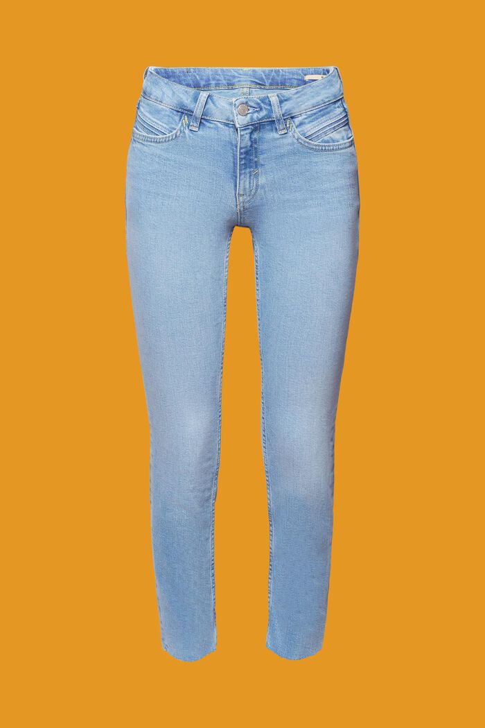 Smala jeans med medelhög midja, BLUE LIGHT WASHED, detail image number 7