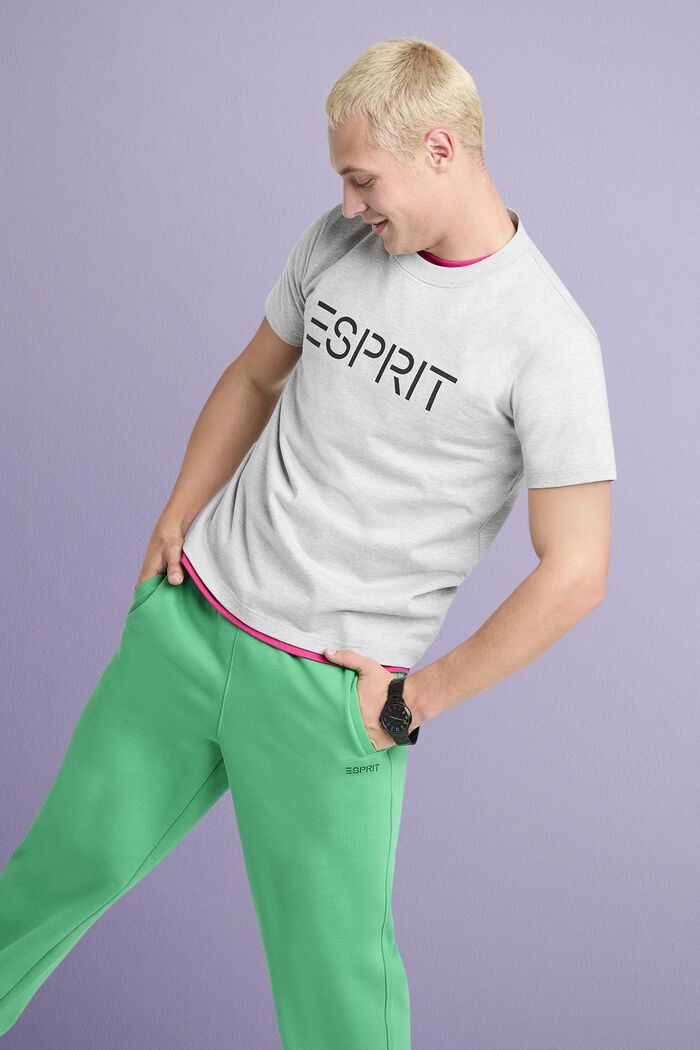 T-shirt i bomullsjersey med logo, unisexmodell, LIGHT GREY, detail image number 1