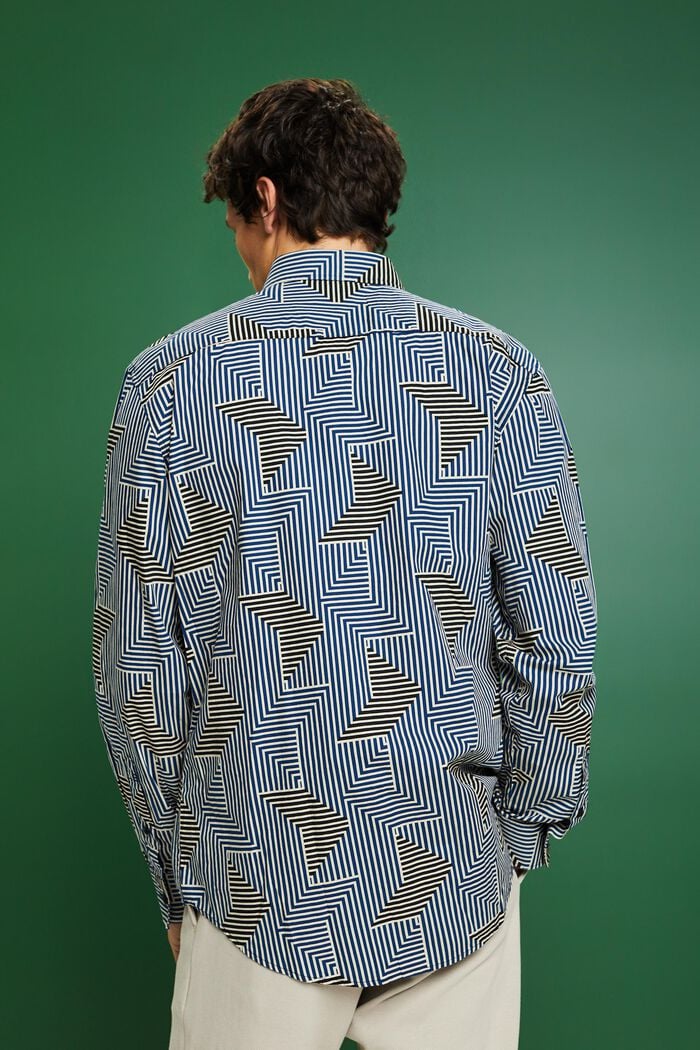 Skjorta med geometriskt tryck och normal passform, BRIGHT BLUE, detail image number 2