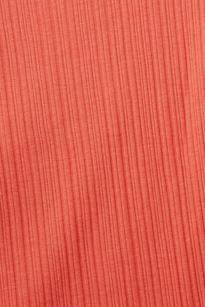 Långärmad ribbad topp, CORAL RED, detail image number 5