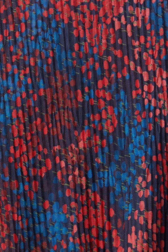 Mönstrad och plisserad meshtopp, DARK BLUE, detail image number 5