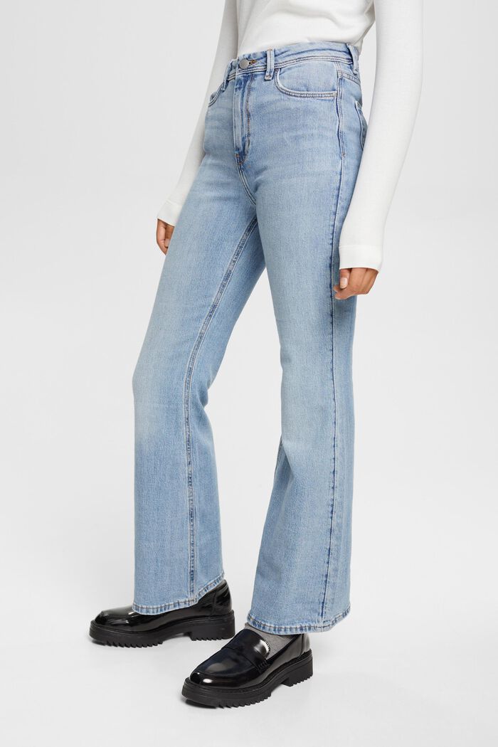Utsvängda jeans med hög midja, BLUE MEDIUM WASHED, detail image number 0