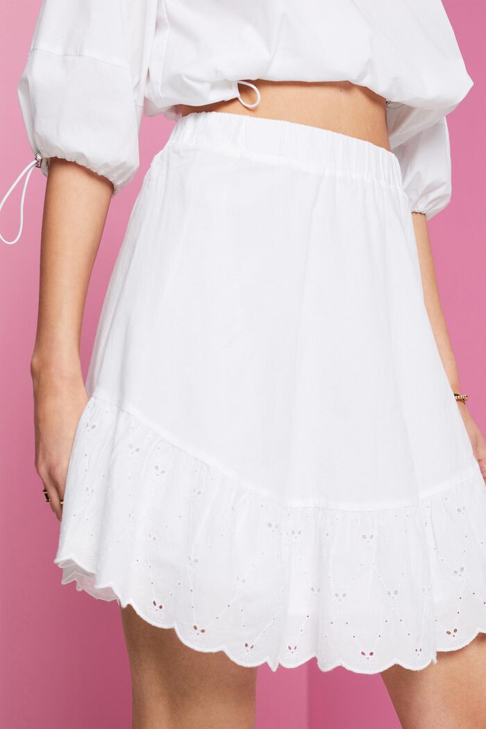 Broderad kort kjol i bomull, WHITE, detail image number 2