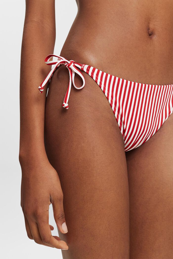 Randig bikiniunderdel med knytning i sidorna, DARK RED, detail image number 2