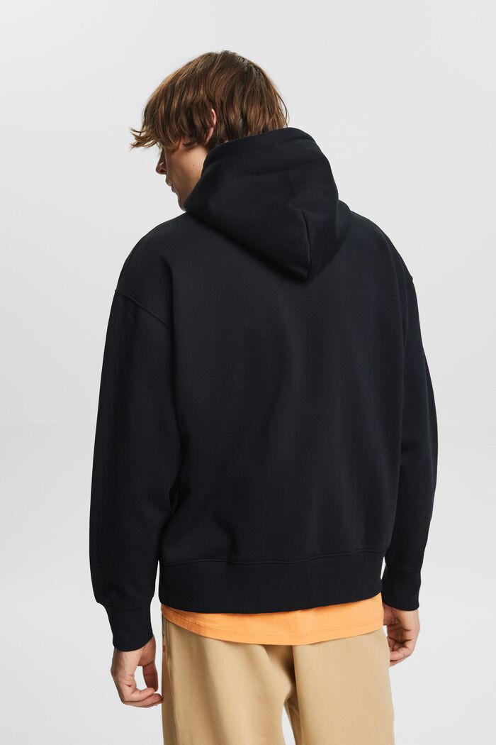 Sweatshirt i fleece med huva och logo, BLACK, detail image number 2