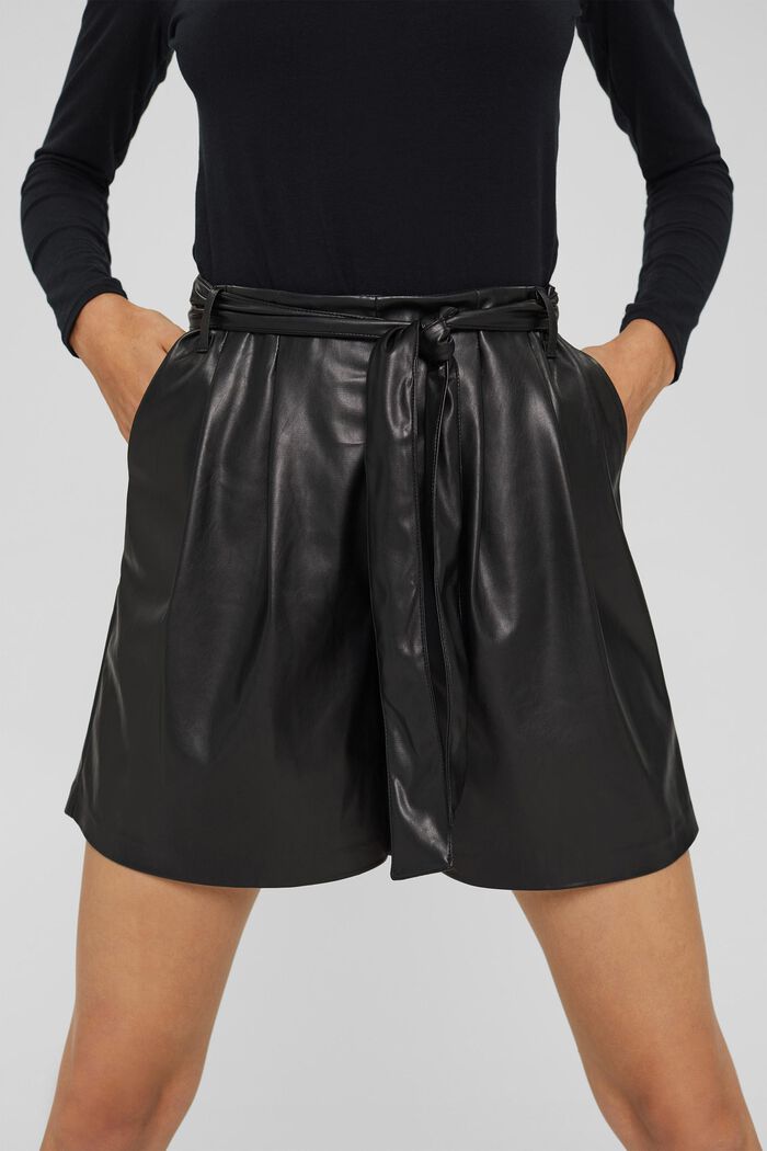 Shorts i skinnlook med knytskärp, BLACK, detail image number 2