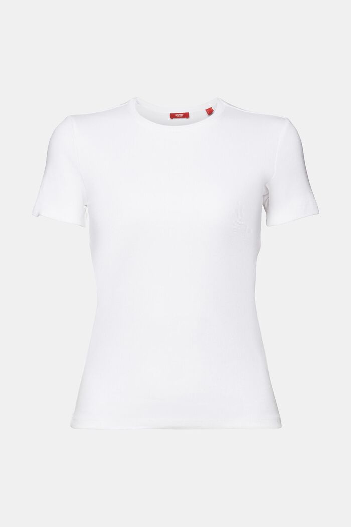 T-shirt i bomullsjersey med rund ringning, WHITE, detail image number 8
