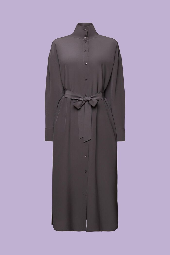 Skjortklänning i siden med midilängd, DARK GREY, detail image number 6