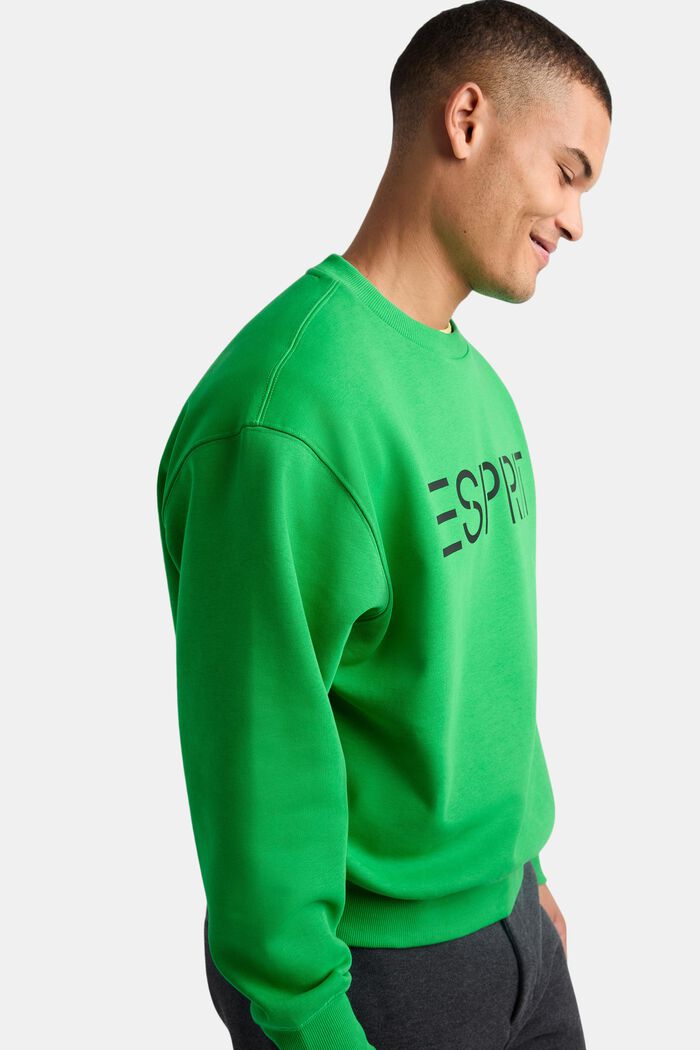 Unisex-sweatshirt i bomullsfleece med logo, GREEN, detail image number 2