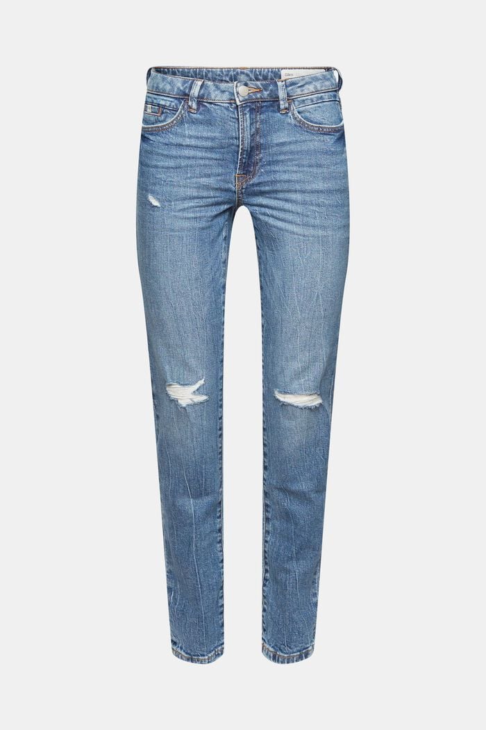Slitna jeans i ekobomull, BLUE MEDIUM WASHED, detail image number 7