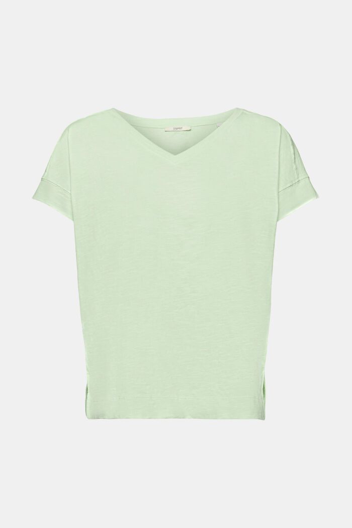 V-ringad T-shirt i bomull, CITRUS GREEN, detail image number 5