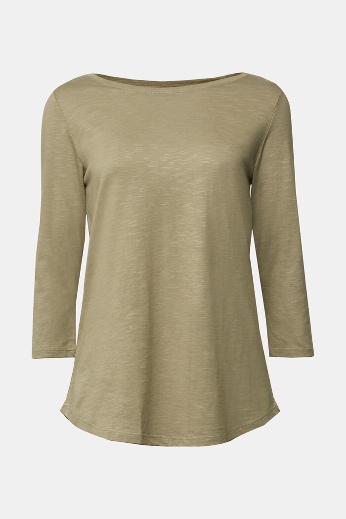 Jersey-T-shirt med ekologisk bomull, LIGHT KHAKI, detail image number 0