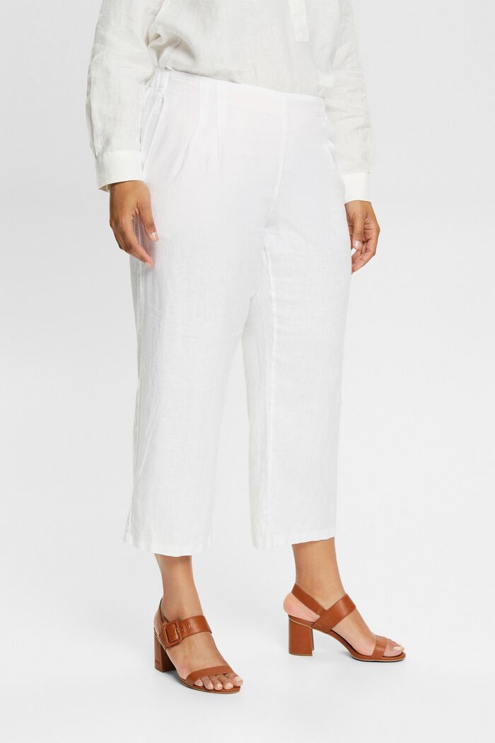 CURVY Culotte i 100% linne, WHITE, detail image number 0