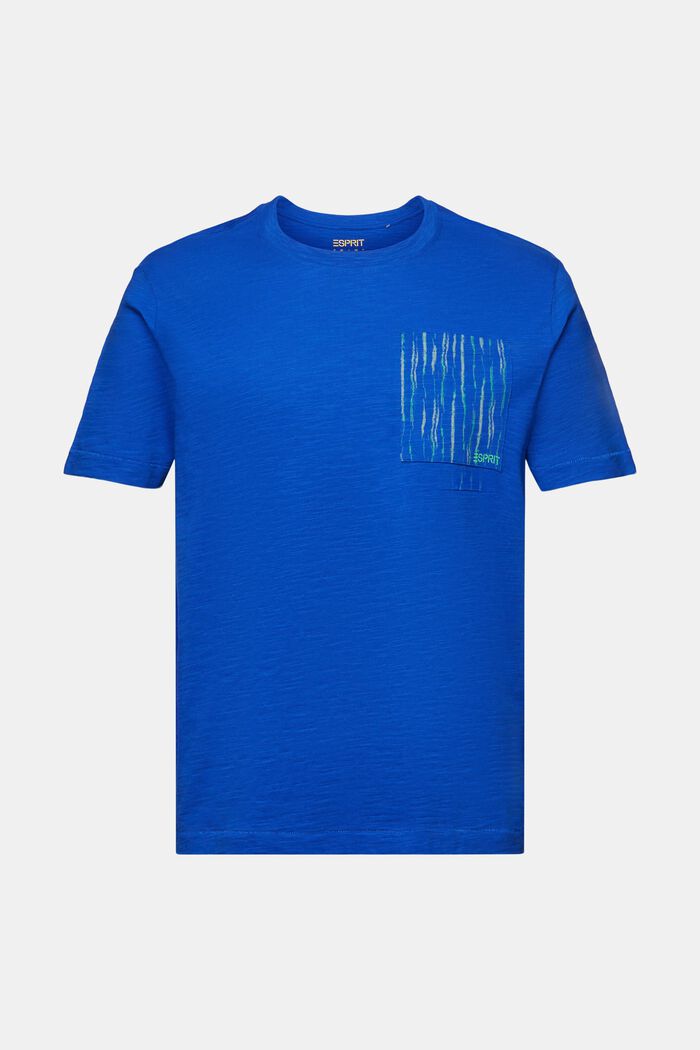 T-shirt av slub-bomull med logo på fickan, BRIGHT BLUE, detail image number 5