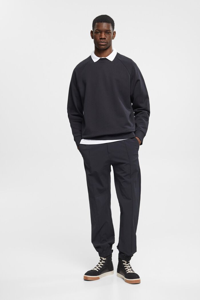 Sweatshirt i bomull med ledig passform, BLACK, detail image number 4