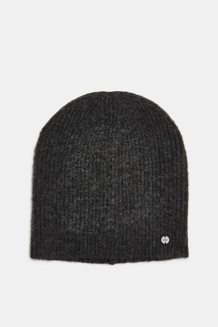Stickad beanie, ANTHRACITE, overview