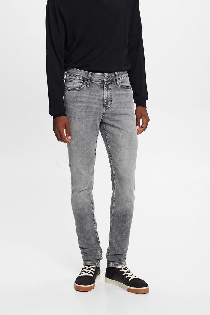 Skinny-jeans med mellanhög midja, GREY LIGHT WASHED, detail image number 0