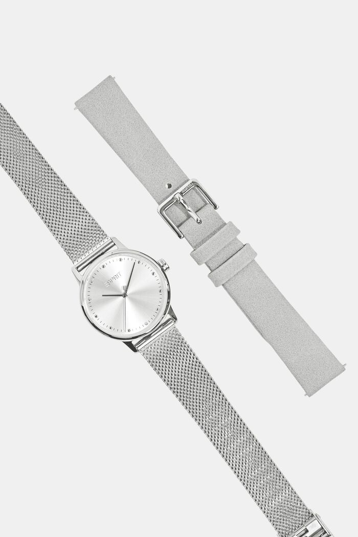 Set med klocka och utbytbara armband, SILVER, detail image number 0