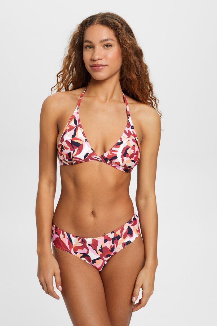 Bikiniunderdel i hipstermodell med blomtryck, DARK RED, detail image number 1