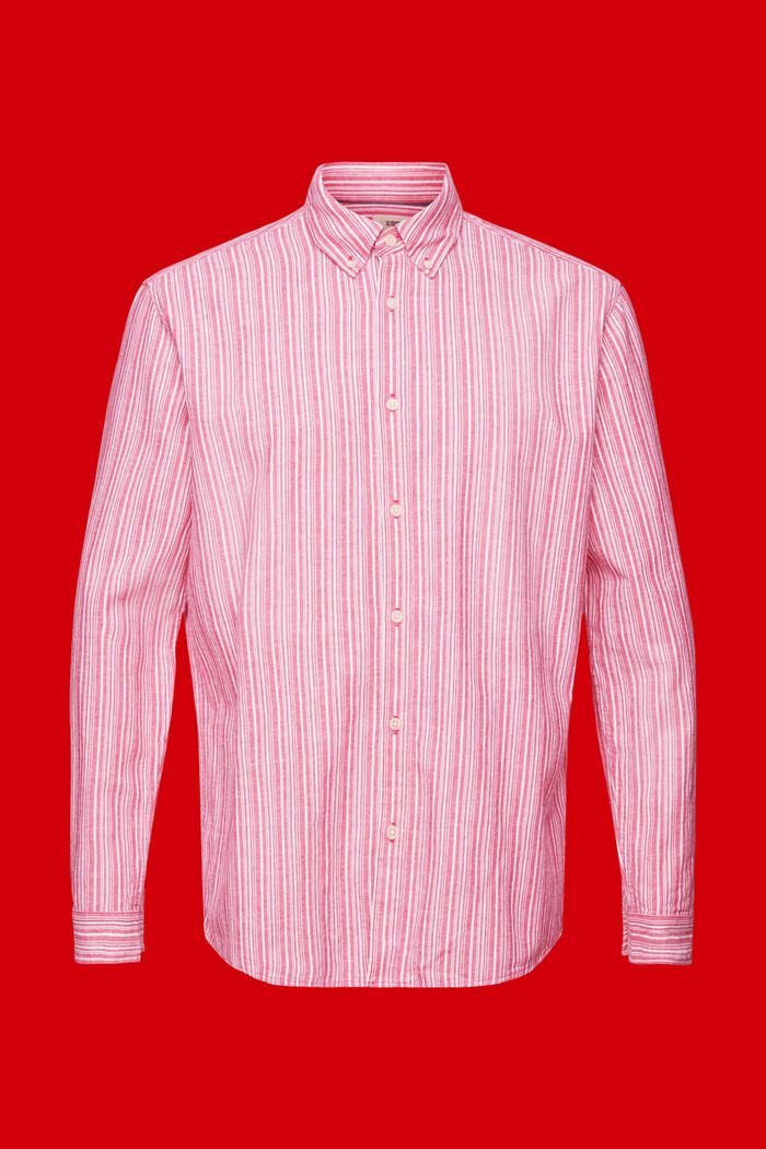 Randig skjorta med linne, DARK PINK, detail image number 6