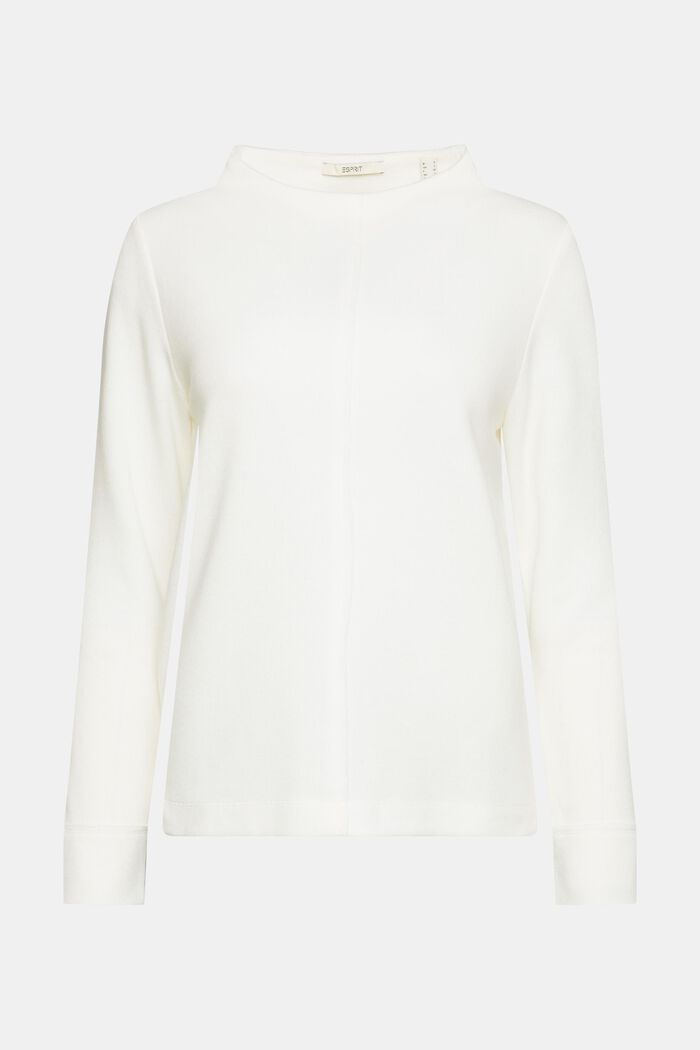 Sweatshirt med ståkrage, bomullsblandning, OFF WHITE, detail image number 2