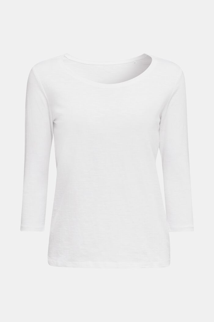 Bomulls-T-shirt, 3/4-ärm, WHITE, detail image number 0