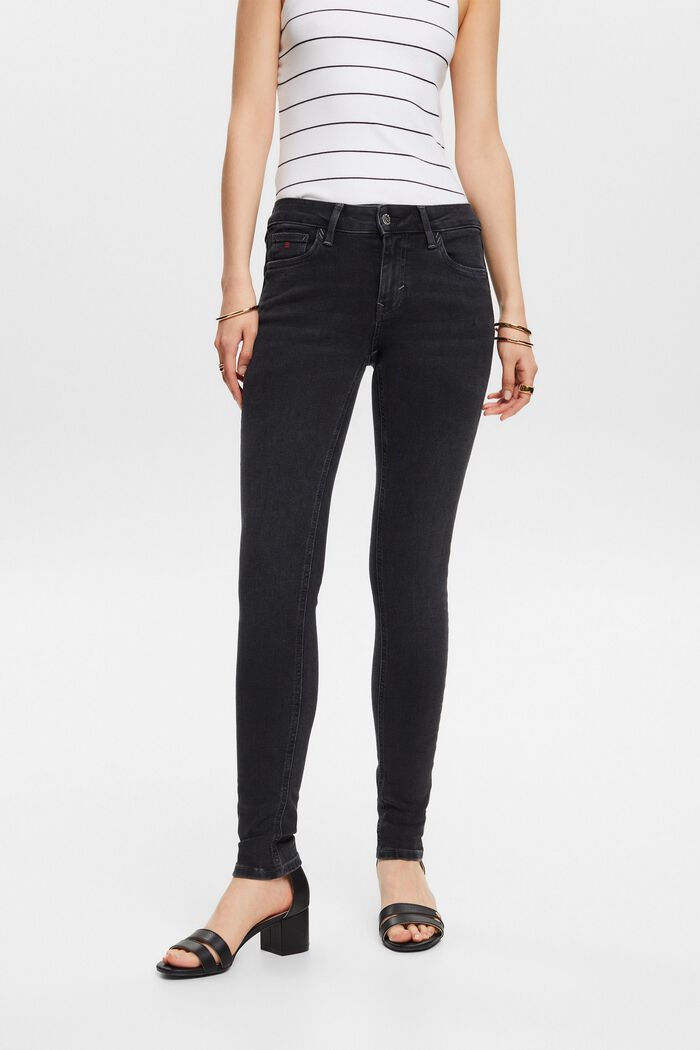 Skinny-jeans med mellanhög midja, BLACK RINSE, detail image number 0