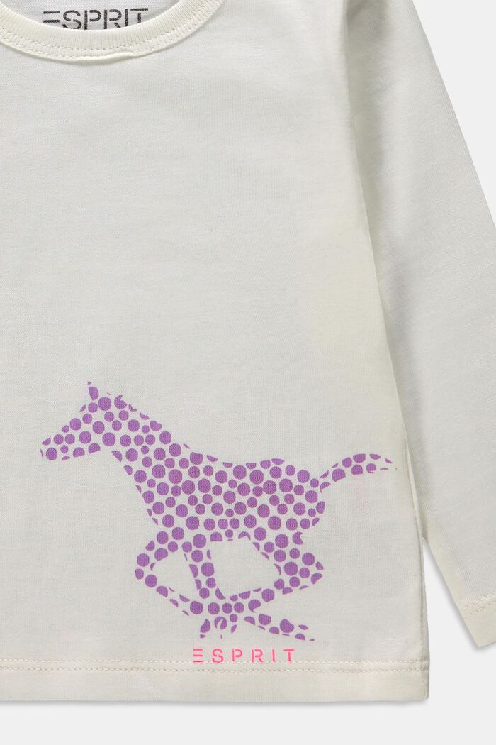 Långärmad tröja med hästtryck, ekologisk bomull, DUSTY NUDE, detail image number 2