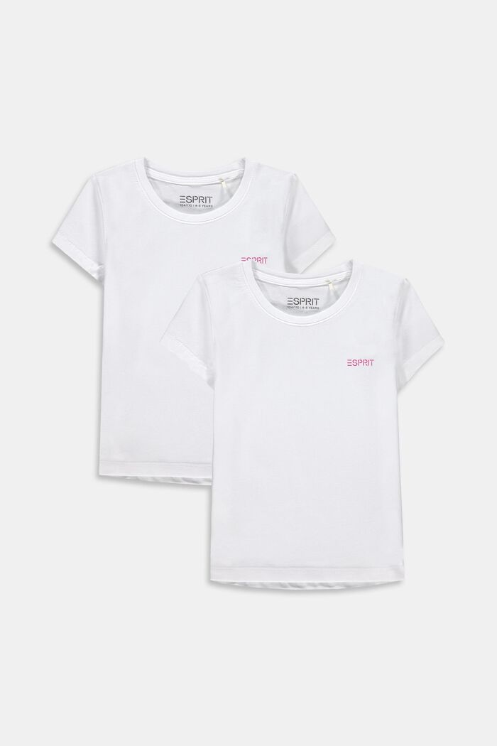 T-shirts i 2-pack av bomullsstretch, WHITE, detail image number 0